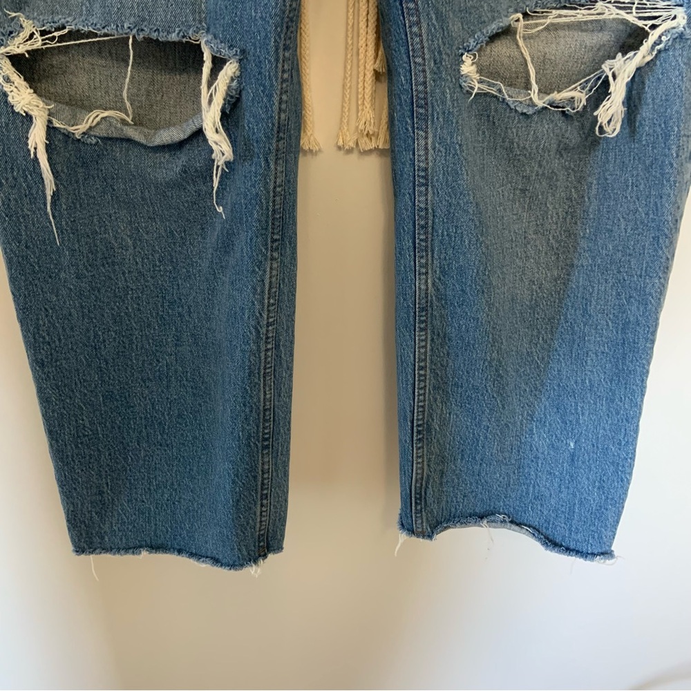 ABERCROMBIE & FITCH 90s Straight Ultra High Rise Distressed Jeans 35 / 20 SHORT - Picture 6 of 11
